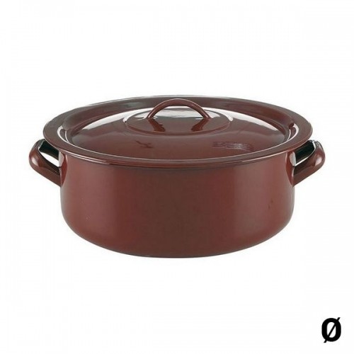 Casserole with lid Quid Classic Brown Enamelled Steel image 1