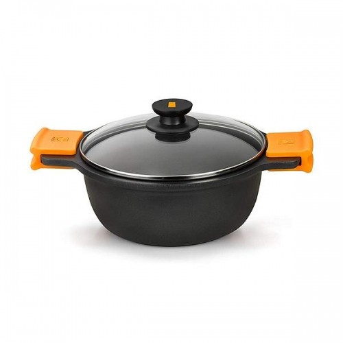 Casserole with glass lid BRA A270328 5,7 L (Ø 28 cm) Black Metal Aluminium Cast aluminium Ø 28 cm Aluminio image 1