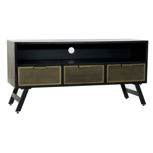 TV furniture DKD Home Decor Black Metal Golden (125 x 41 x 62 cm) image 1