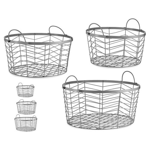 Set of Baskets Silver Metal 40 x 18 x 40 cm (3 pcs) image 1