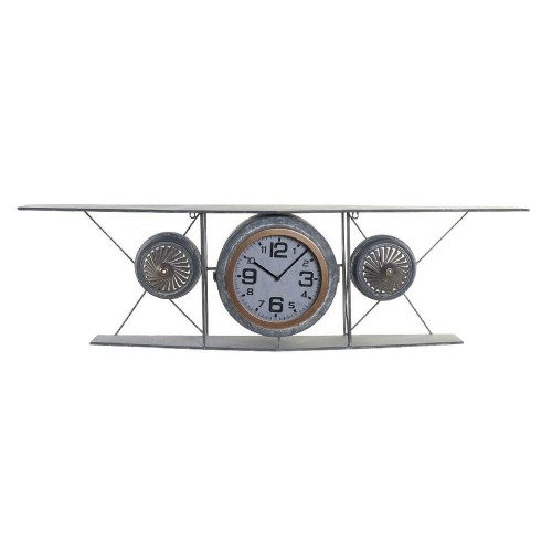 Настенное часы DKD Home Decor Стеклянный Железо Самолет Деревянный MDF Темно-серый (120 x 21 x 33.5 cm) image 1