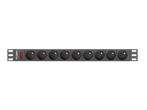 Lanberg PDU-09E-0300-BK power distribution unit (PDU) 9 AC outlet(s) 1U Black image 1