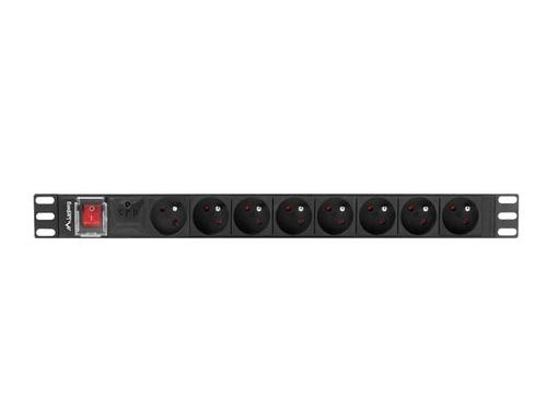 Lanberg PDU-08E-0200-BK power distribution unit (PDU) 8 AC outlet(s) 1U Black image 1