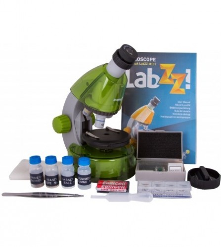 Микроскоп для детей с экcпериментальным комплектом Levenhuk LabZZ M101 Лайм 40x-640x image 1