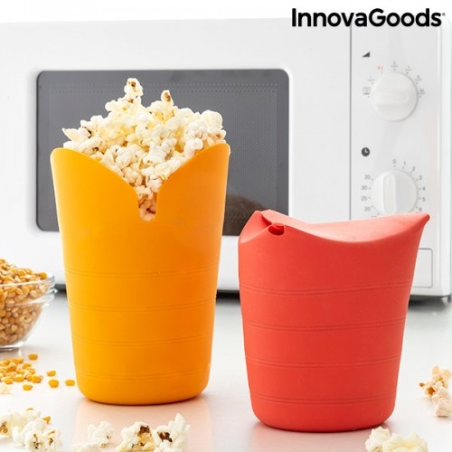 Collapsible Silicone Popcorn Poppers Popbox InnovaGoods (Pack of 2) image 1