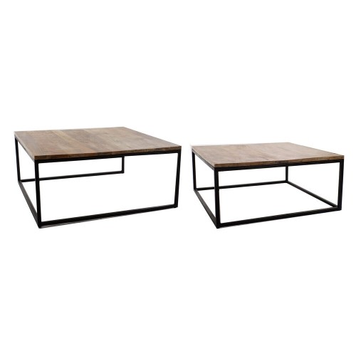 Set of 2 tables DKD Home Decor Brown Black 90 x 90 x 40 cm image 1