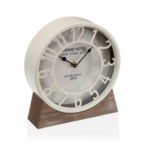 Table clock Versa White MDF Wood (20 x 20 x 6 cm) (Ø 20 cm) image 1