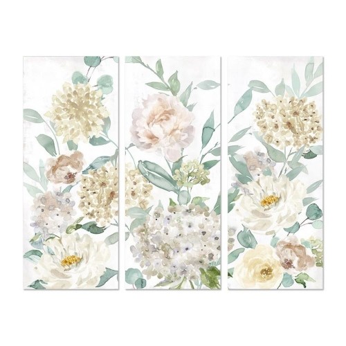Painting DKD Home Decor Flowers 55 x 3 x 135 cm Shabby Chic (3 Pieces) image 1