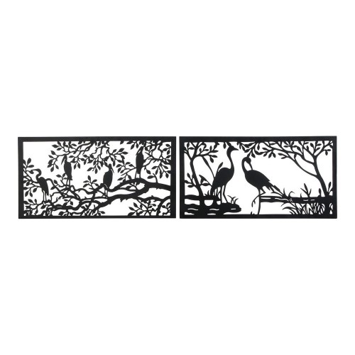 Decorative Figure DKD Home Decor 96 x 1 x 50 cm Black Birds (2 Units) image 1