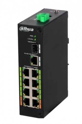 Switch|DAHUA|LR2110-8ET-120|Type L2|8x10Base-T / 100Base-TX|1x10Base-T / 100Base-TX / 1000Base-T|1x1000Base-X|PoE ports 8|DH-LR2110-8ET-120 image 1