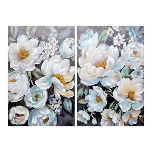 Painting DKD Home Decor Flowers 80 x 3 x 120 cm Romantic (2 Units) image 1
