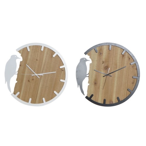 Настенное часы DKD Home Decor Чёрный Белый Железо Птица Деревянный MDF (50 x 3.5 x 50 cm) (2 pcs) image 1