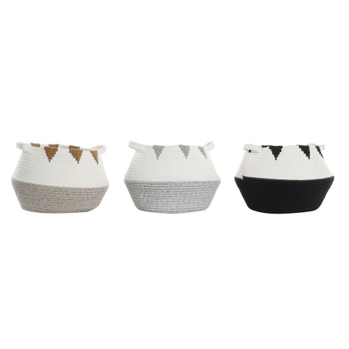 Basket DKD Home Decor White Black Grey Mustard Boho 36 x 36 x 26 cm (3 Pieces) image 1