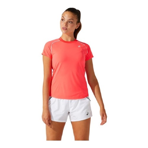 Women’s Short Sleeve T-Shirt Asics Court Piping Orange Coral image 1