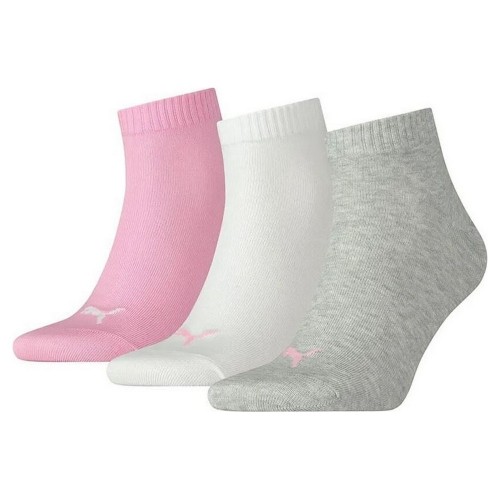 Sports Socks Puma Quarter Plain Grey Pink White (3 pcs) image 1
