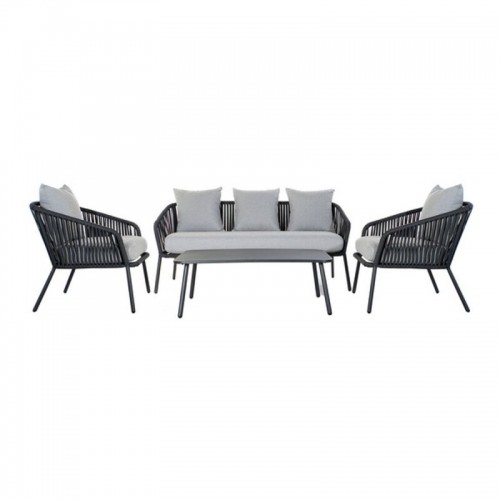 Dīvāns un galda komplekts DKD Home Decor Dārzs Pelēks Poliesters Alumīnijs (4 pcs) image 1