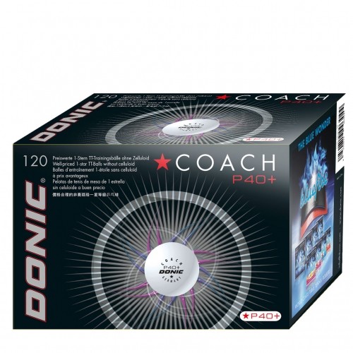 Table tennis ball DONIC P40+ Coach 1star 120pcs White image 1