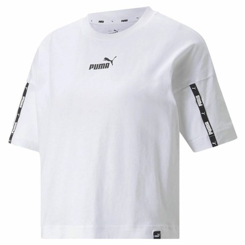 Women’s Short Sleeve T-Shirt Puma Power Tape Cropped White image 1