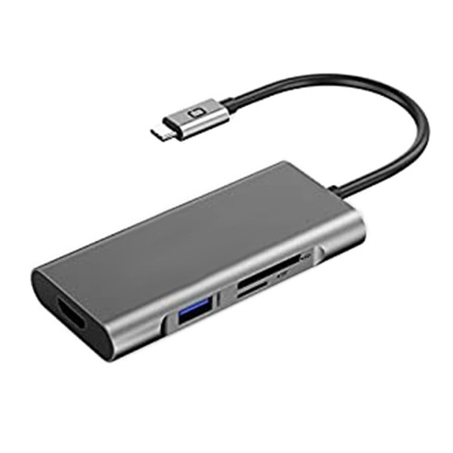 Extradigital Aдаптер USB Type-C - 3 x USB 3.0, Type-C PD, HDMI, SD, TF image 1