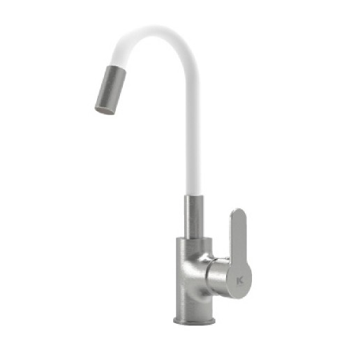 Single Handle Sink Mixer Tap CIS White Stainless steel Brass image 1