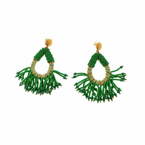 Ladies'Earrings Lola Casademunt Green Fringe image 1