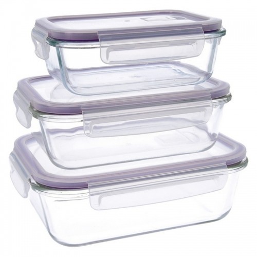 Set of lunch boxes Quid Frost (3 pcs) Transparent Glass 3 Pieces image 1