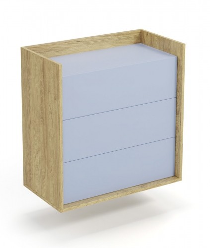 Halmar MOBIUS chest 3S color: hikora oak/light blue image 1