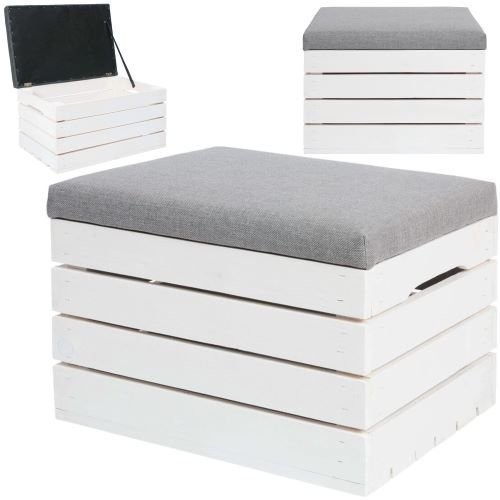 Iso Trade Vintage Style Soft Pouffe Organiser Storage Box Grey Cushion 3636 (15252-0) image 1