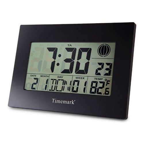 Wall Clock with Thermometer Timemark Black (24 x 17 x 2 cm) image 1