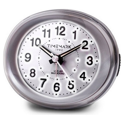 Analogue Alarm Clock Timemark Silver LED Light Silent Snooze Night mode 9 x 9 x 5,5 cm (9 x 9 x 5,5 cm) image 1