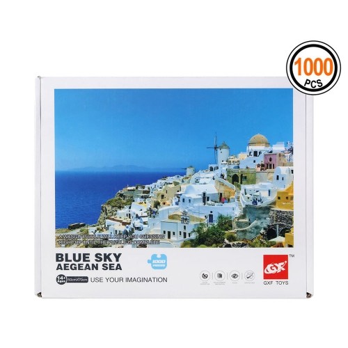 Bigbuy Kids Puzle un domino komplekts Blue Sky Aegean Sea 1000 pcs image 1