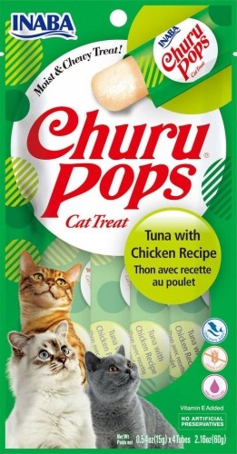 INABA Churu Pops Tuna with chicken - cat treats - 4x15 g image 1