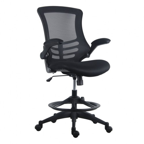 Высокий стул TRIBECCA 62,5x62xH109-128,5см, сиденье и спинка: черная / серая сетка, черная рамка image 1