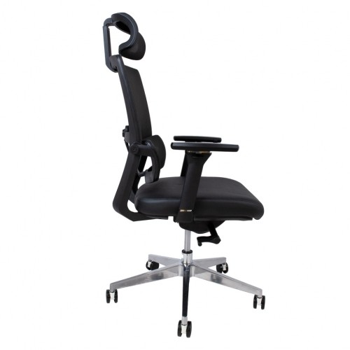 Darba krēsls INTEGRA 65,5x61xH108-117 cm, sēdeklis: āda, atzveltne: audums, krāsa: melna image 1