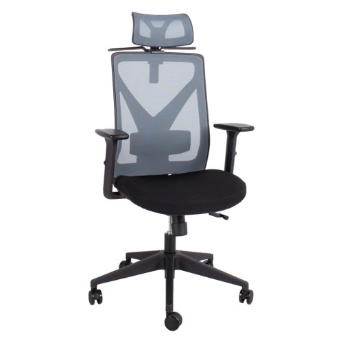 Рабочий стул MIKE 64x65xH110-120см, сиденье: ткань, спинка: сетка-ткань, цвет: чёрный/ серый image 1
