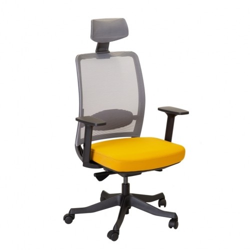 Darba krēsls ANGGUN 70x70xH116-130,5cm, dzeltens / pelēks image 1