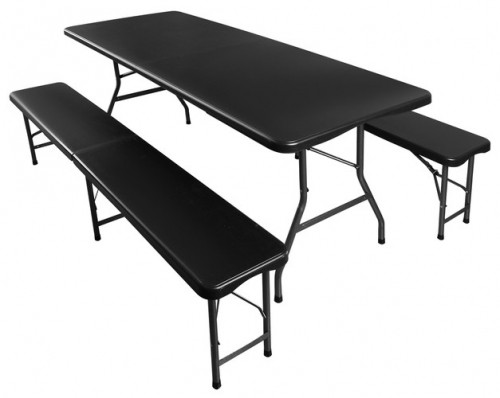 Malatec Folding garden table 180 cm + 2 benches - black (15910-0) image 1
