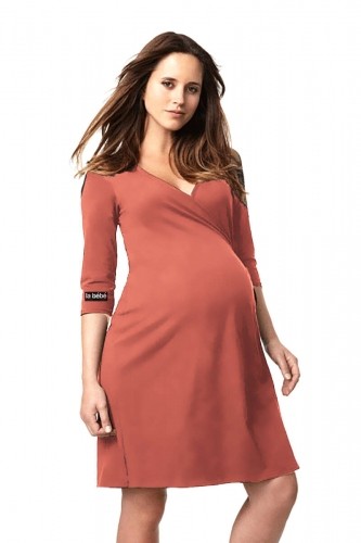 La Bebe™ Nursing Cotton Dress Donna Art.127325 Coral Red Невероятно комфортное платье/халатик для будущих и кормящих image 1