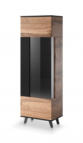 Halmar RANDOM W-1 display cabinet, color: wotan oak/black image 1
