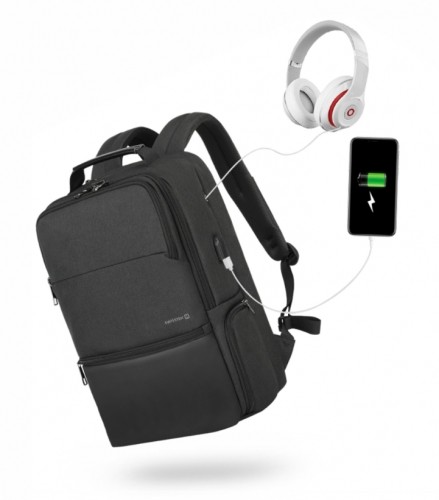 Swissten Laptop Backpack Рюкзак для портативного компьютера 15.6" и отделений с портом USB для зарядки смартфона image 1