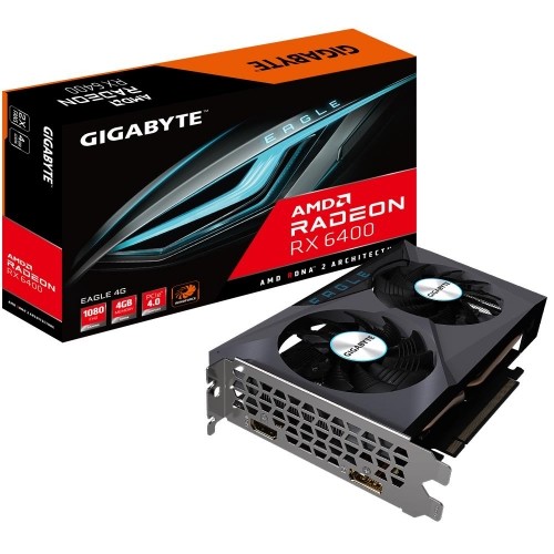 Graphics Card|GIGABYTE|AMD Radeon RX 6400|4 GB|GDDR6|64 bit|PCIE 4.0 16x|Memory 16000 MHz|1xHDMI|1xDisplayPort|GV-R64EAGLE-4GD image 1