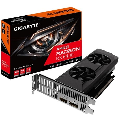 Graphics Card|GIGABYTE|AMD Radeon RX 6400|4 GB|GDDR6|64 bit|PCIE 4.0 16x|Memory 16000 MHz|1xHDMI|1xDisplayPort|GV-R64D6-4GL image 1