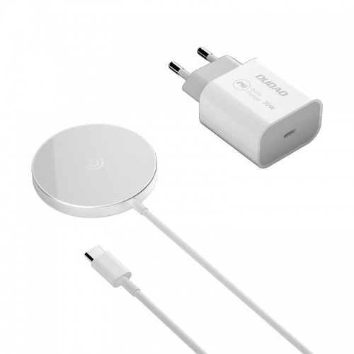 Dudao 15 W magnetic wireles Charger + 20 W wall charger included (MagSafe compatible) white (A12XS) image 1