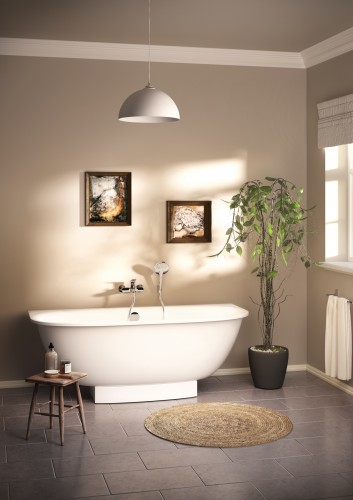 PAA VERSO AD VAVERAD/00 Glossy White ванна из литого камня с 2 закруглёнными углами и декоративной панелью image 1
