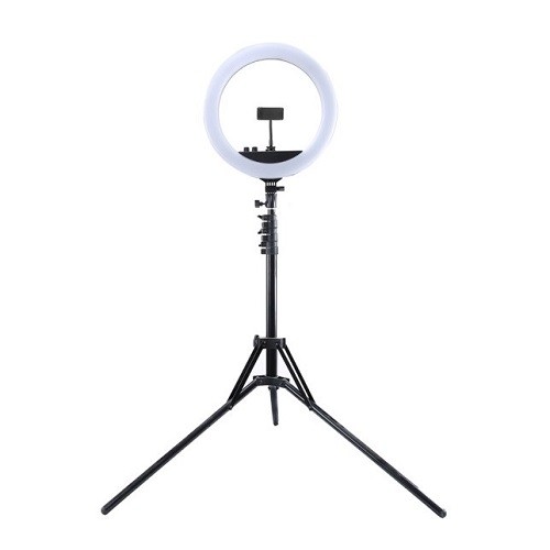 Puluz Кольцевая LED лампа 34,5см, штатив до 1,85м,  зеркало, держатель для телефона, USB image 1