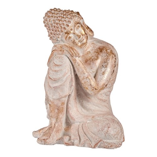 Decorative Garden Figure Buddha White/Gold Polyresin (35,5 x 54,5 x 42 cm) image 1