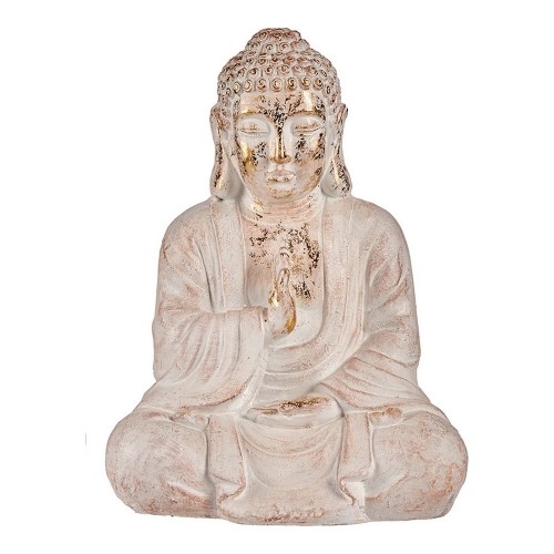 Decorative Garden Figure Buddha White/Gold Polyresin (23,5 x 49 x 36 cm) image 1