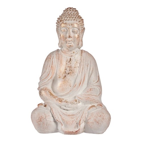 Decorative Garden Figure Buddha White/Gold Polyresin (24,5 x 50 x 31,8 cm) image 1