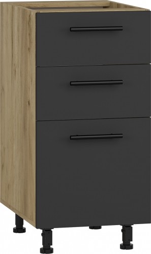 Halmar VENTO DS3-40/82 lower cabinet with drawers, color: craft oak/antracite image 1