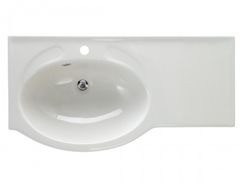 PAA DELTA 900 mm IDE900/K/00 Glossy White Stone mass sink (sink on left side) image 1